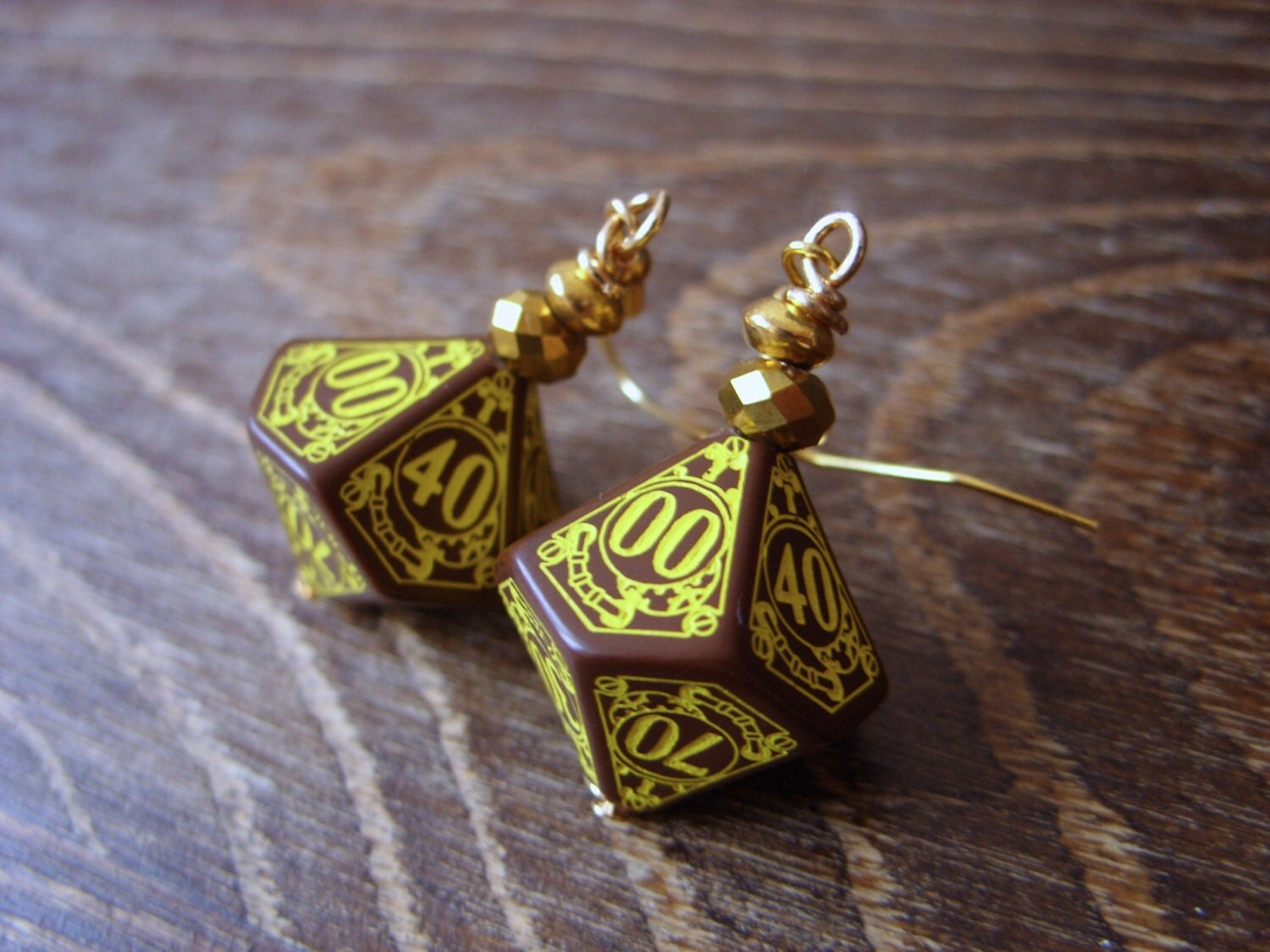 D100 steampunk dice earrings dice jewelry dnd dungeons and
