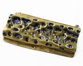 Brass Bar Necklace, Air Chased, Blues, Sodalite, Handmade