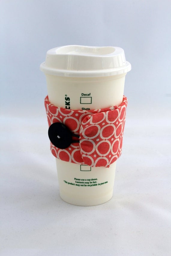 Fabric Coffee Cozy Reusable // Cup Sleeve Cup by LittleMooseStudio