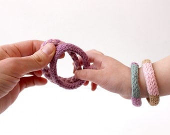 3- Cotton Toy Bracelets, Natural Kids Gifts, Organic Cotton Toy, Vegan Toys, Toddler Sensory Toys, Soft Jewelry, Play Bracelets, Waldorf Toy