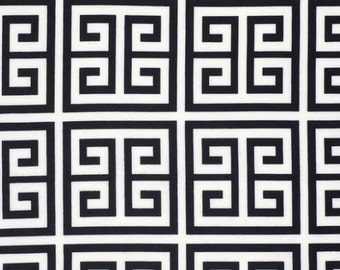 Chinoiserie Chic Fabric by Dena Designs 196 Frette Geometric Tile Maze in Black on White
