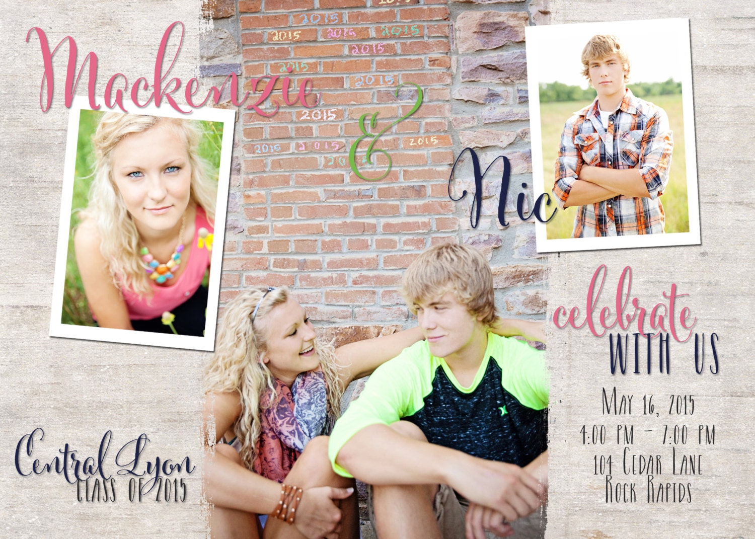 High School Graduation Invitations For Twins 6