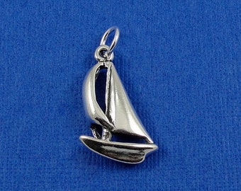 Sailboat Charm - Sterling Silver Sailboat Charm for Necklace or Bracelet