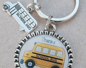 School Bus Driver Gift, Thank You, Key Chain for Bus Driver, Yellow School Bus Keychain