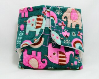Baby Doll Diaper Elephants and Rainbows - Size Large