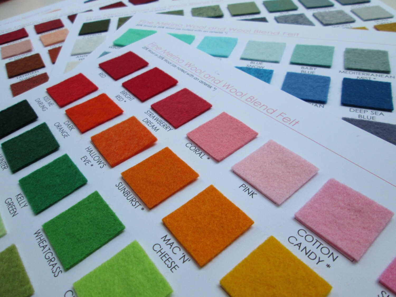 Wool Felt Swatch Card Set 192 Amazing Colors (Plus you get a 5 dollar
