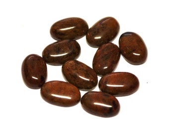 Natural Mahogany Obsidian Oval Cabochons - 10 pcs Parcel - 6.0 x 4.0 x 2.0 mm - 3.4 ct - 141205-50