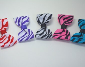 Zebra Print Bow Tie Hair Clippie - 5 Color Choices