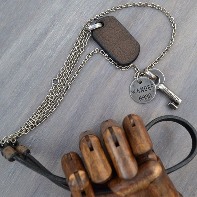 Mens Leather Necklace Original Design Hand Made by Grey56Leather