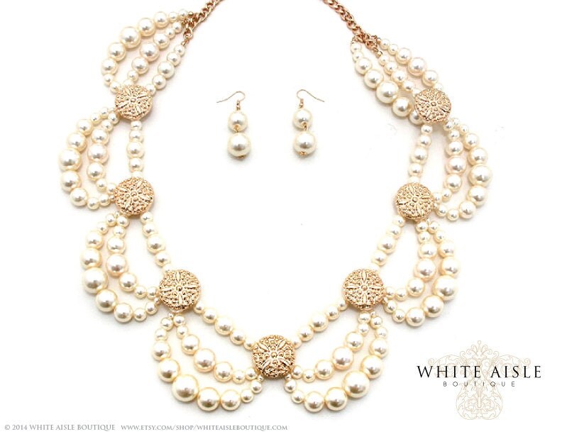 Bridal Jewelry Set Ivory Pearl Bridal by WhiteAisleBoutique