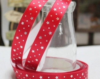 Adhesive Fabric Tape - Silver Star Red (0.6in)