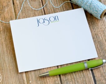 Personalized Flat Note Cards / Personalized Stationery / Thank You Notes / Modern Name Flat Note / Personalized Stationery Modern Name