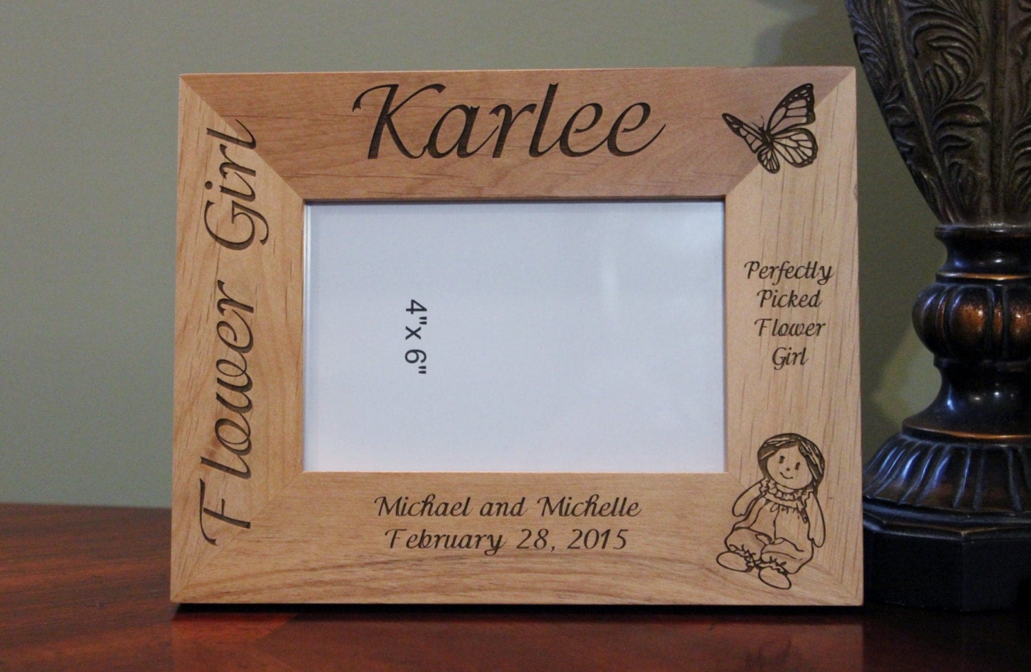 Personalized engraved wood picture frame Flower Girl gift