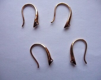 Earwire, Gold-Plated, Brass, 17mm, Fancy Fishhook, with Closed Loop, 20 gauge, Pkg Of 3 Pairs