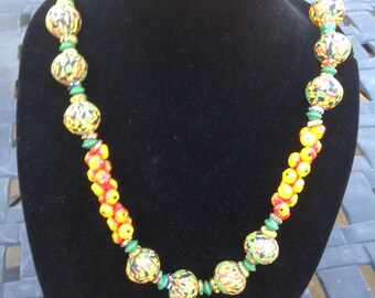 Long Crushed African Trade Beadecklace