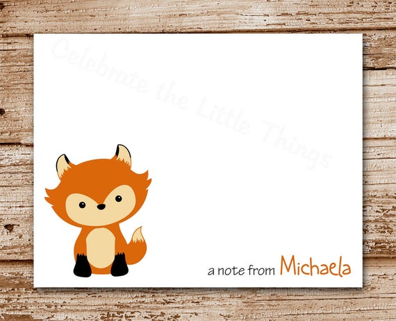 Set of 8 Fox Note Cards - Notecards - Stationery - Woodlands, Forest Animals - Thank You Cards - Blank Cards - Personalized Il_570xn