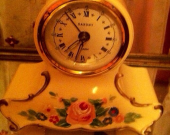 Vintage music box alarm clock cream white