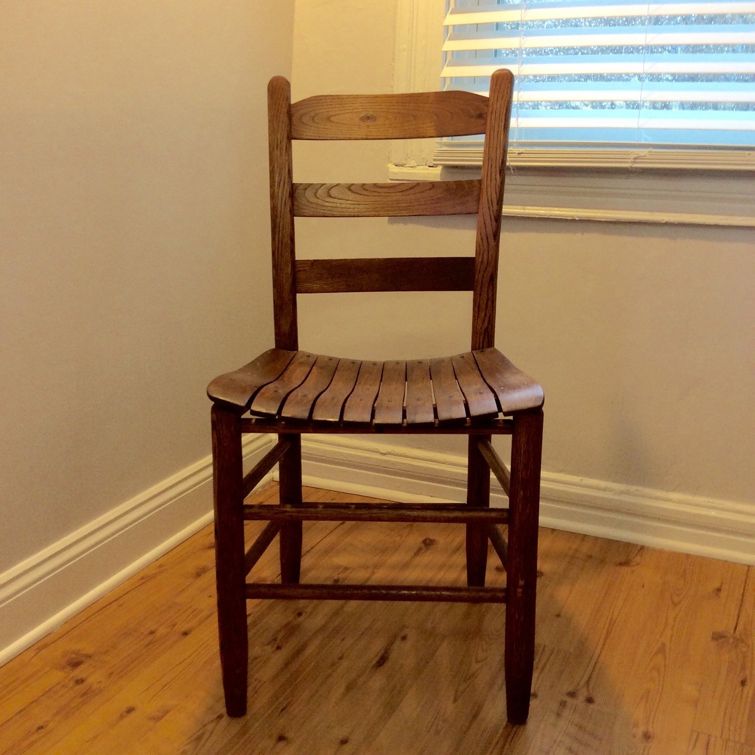 Antique Ladder Back Chair With A Slat, Vintage Wooden Ladder Back Chairs