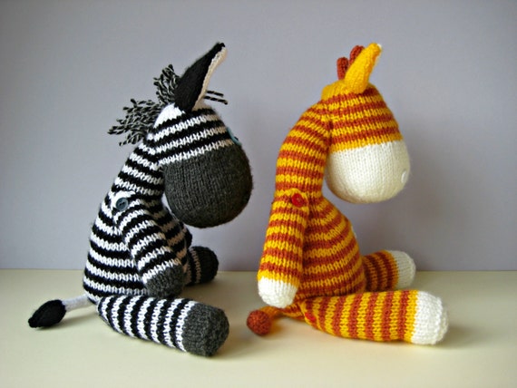 Gerry Giraffe and Ziggy Zebra toy knitting patterns from ...