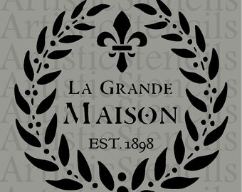 STENCIL French Maison Wreath No 15 10x10