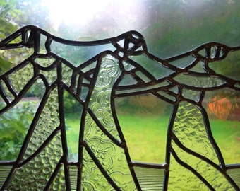 Leaded Glass Panel - The Dance - Stained Glass Window Suncatcher in Clear Textured Glass