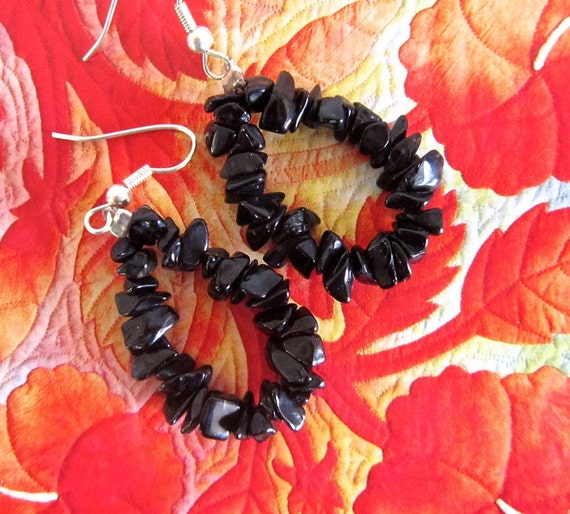 Black Coral Hoop Earrings Hawaiian Black Coral by sferradesigns