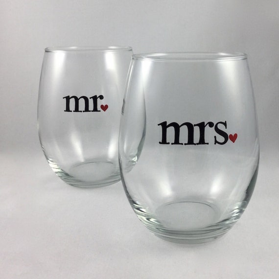 stemless wine glasses mr and mrs