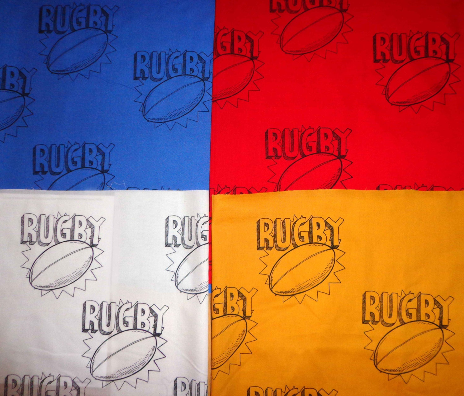 4 total Yards Rugby Ball Novelty Fabric All Cotton 1 yard red