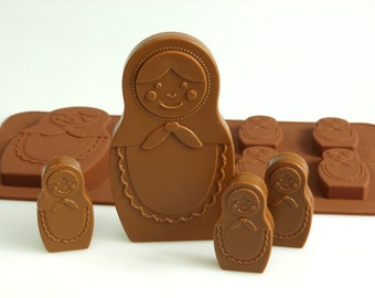 6+1 Russian Dolls Matryoshka Christmas Chocolate Silicone Mould Candy Cake Topper Silicon Mold - resin / craft / wax / soap