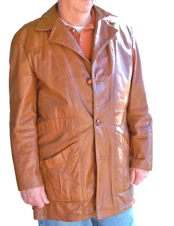 1970s Sears Leather Jacket with Zipout Liner Mens 44 Tall