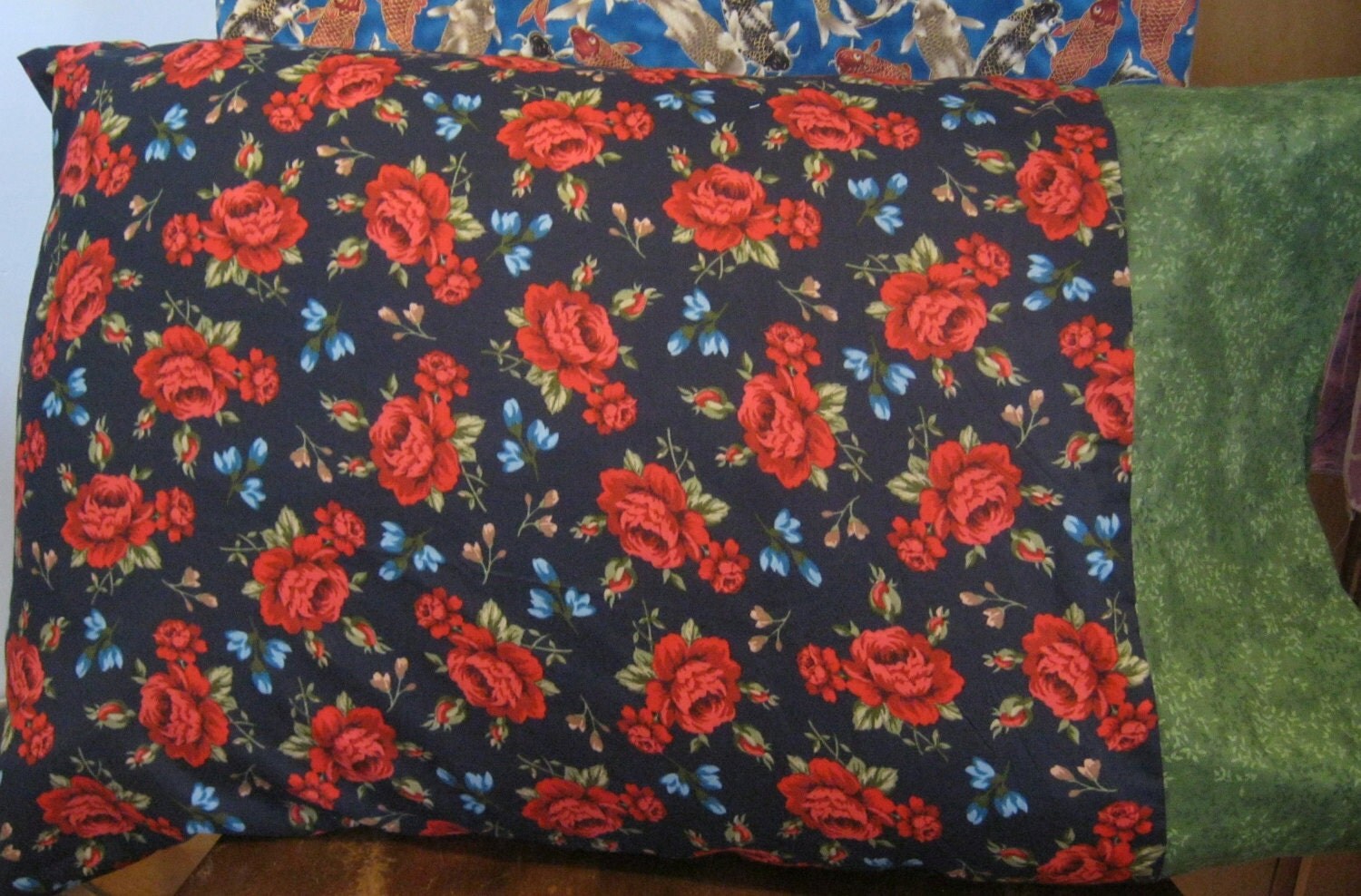 Shabby Chic Roses Blue Standard Pillow Case