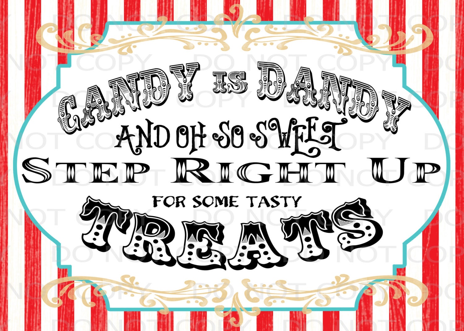 Printable DIY Vintage Circus Candy Treat Table sign or Thank
