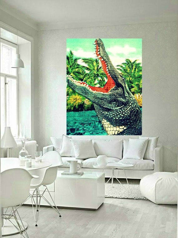 Alligator Art Print Alligator Nursery Art Tropical by VintageBeach