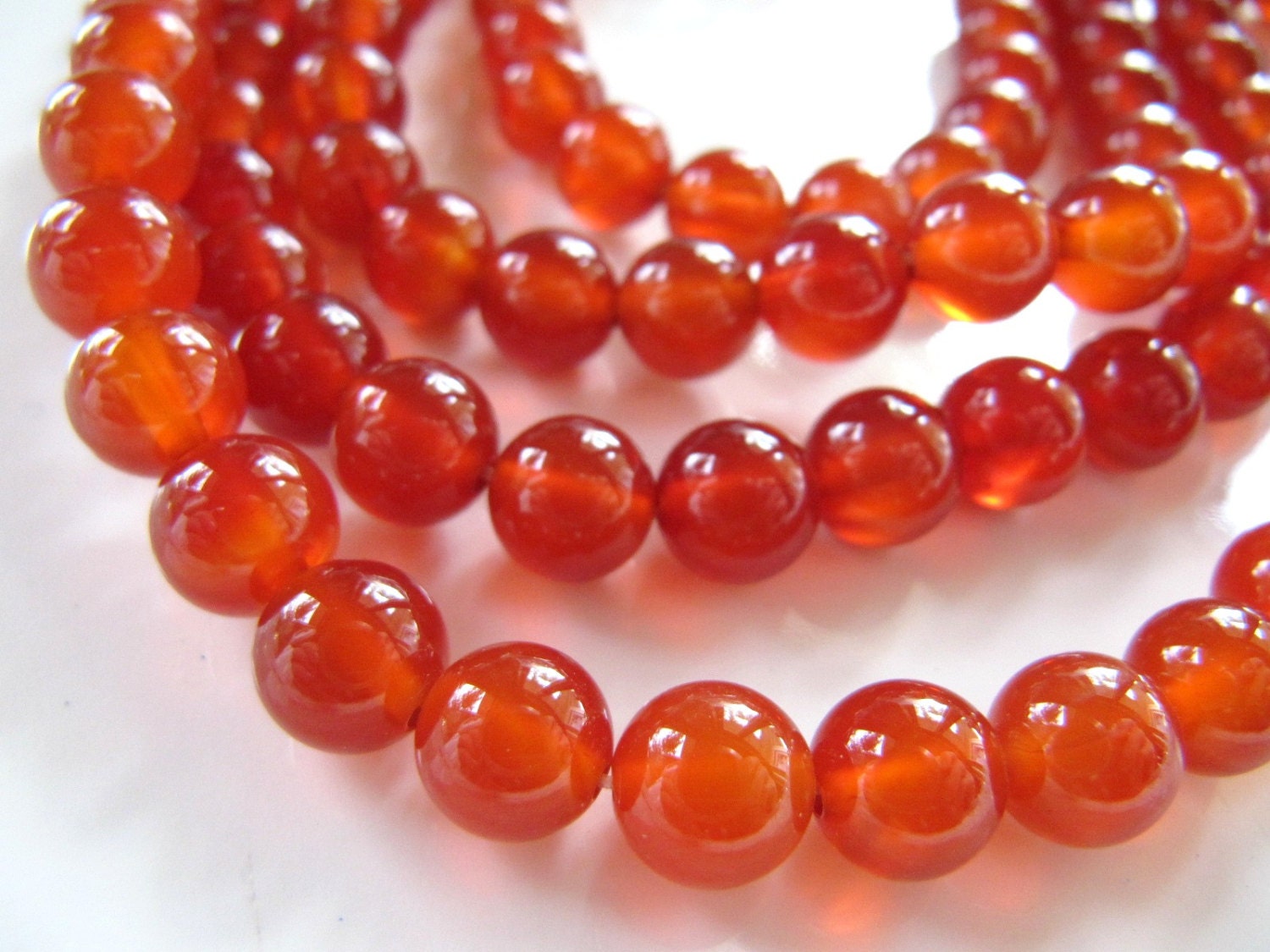 8mm Red Carnelian Beads 1 Strand Approx 48 Beads Dyed