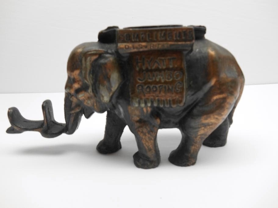 Vintage Cast Iron Elephant Ashtray Hyatt Jumbo Roofing