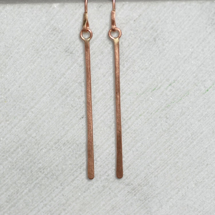 Rose Gold Thread Earrings Long Gold Earrings by LilianGinebra