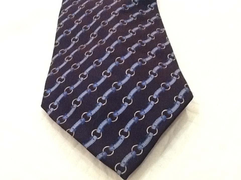 Vintage LONGCHAMP Tie Silk Tie Diagonal Stripes Tie Paris Navy Blue ...