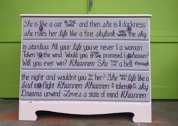 RHIANNON Stevie Nicks Fleetwood Mac OOAK Lyrics Dresser Rustic RHIANNON Stevie Nicks Fleetwood Mac OOAK Lyrics Dresser Rustic