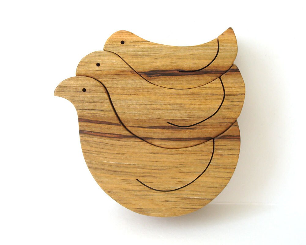 Wood Bird Puzzle Wooden Toy Childrens Animal by OohLookItsARabbit