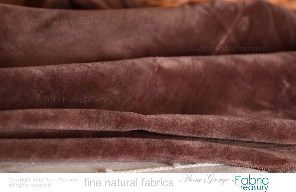 Cotton velvet fabric by the yard. Brown Velvet. Organic fabric
