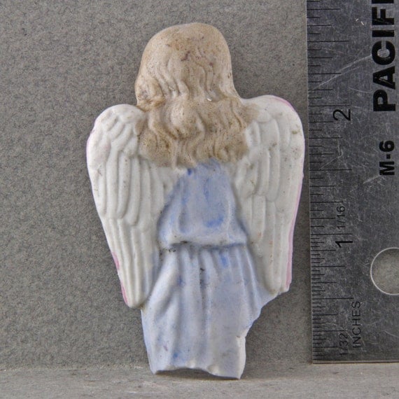 Antique Painted Victorian Angel Doll Head 1890 Excavated