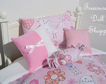 Doll Bedding 5 Pc Set for 18 Inch Dolls - Birds of a Feather