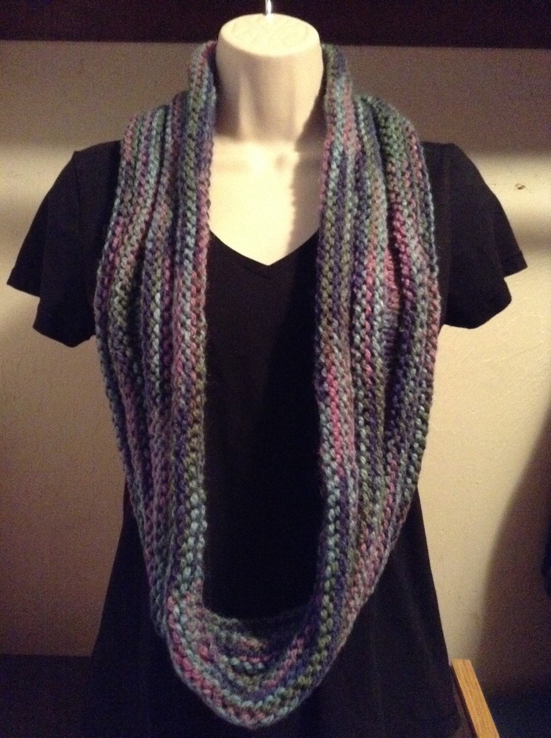 Hand Knit ScarfInfinity Circle Scarf cowl Multicolor