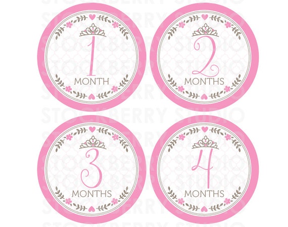 princess baby month stickers girl printable pink baby