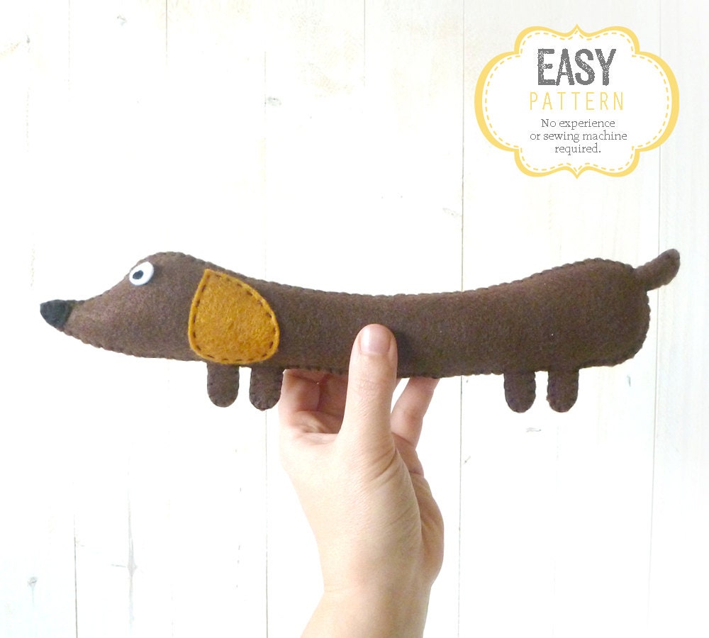 Wiener Dog Pattern Stuffed Dachshund Felt Soft Toy Instant