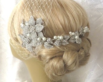 Bridal Hair Comb, Bridal Pearl Comb, Bridal hair comb Pearl Beads-Pearl Bridal Hair Comb Rhinestone Bridal Comb Weddings