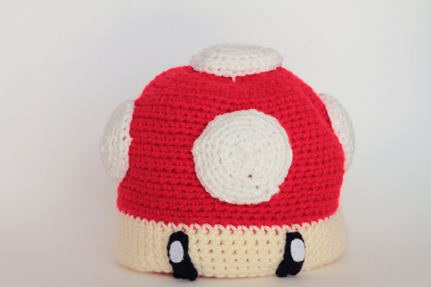 Super Mario Mushroom Toad Crochet Beanie Hat by LadyDustBunny