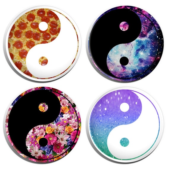 Ying Yang Pizza Galaxy Pastel Glitter Flowers by ButtonPinBee