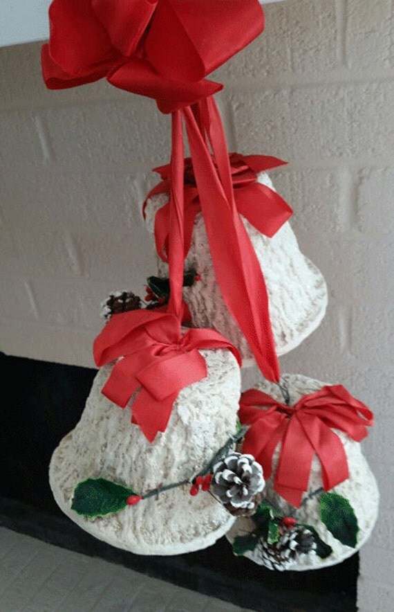 set of three 3 vintage paper mache large christmas bells ca set of three 3 vintage paper mache large christmas bells ca