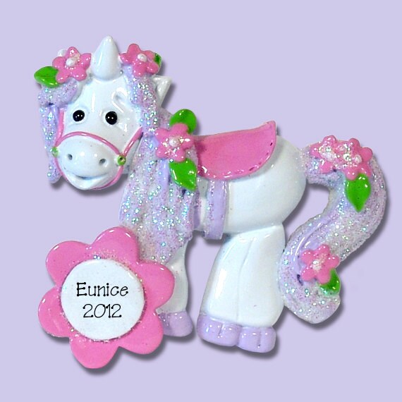 Princess' UNICORN Personalized Christmas Ornament Hand Painted RESIN Polymer Clay